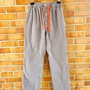Blue and White Gingham Cotton Pajama Pants (S)